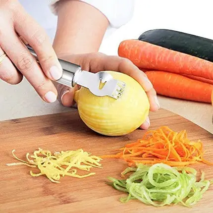 1Easylife Stainless Steel Lemon Zester Grater with Channel Knife and Hanging Loop