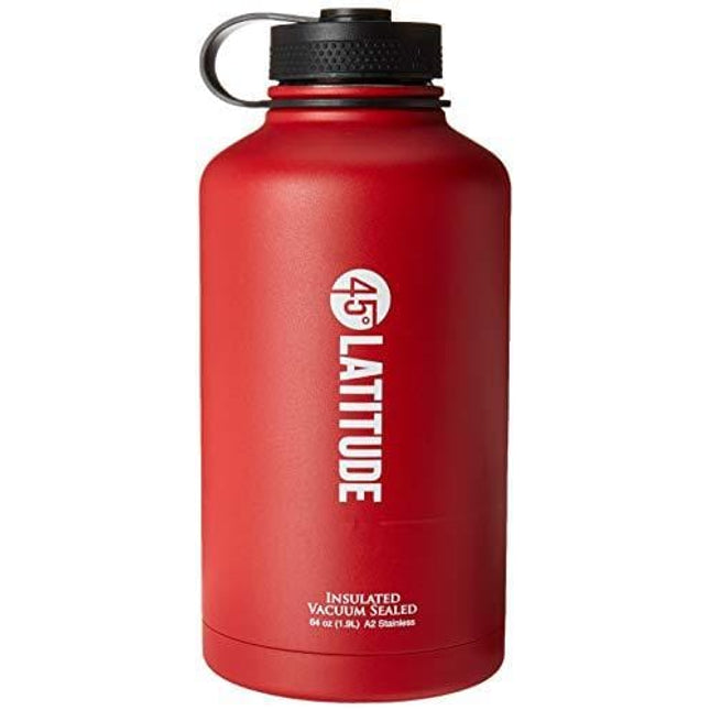 45 Degree Latitude Beer Growler, Enjoy Your Favorite Craft Beer Or IPA from The Comfort of Your Own Home, Stainless Steel Growler 64 oz - Red