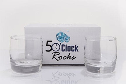 5 O'Clock Rocks 6.5-Ounce Scotch and Whiskey Glasses with FREE Mixologist Recipe Book (Set of 2). Great Gift for Dad!