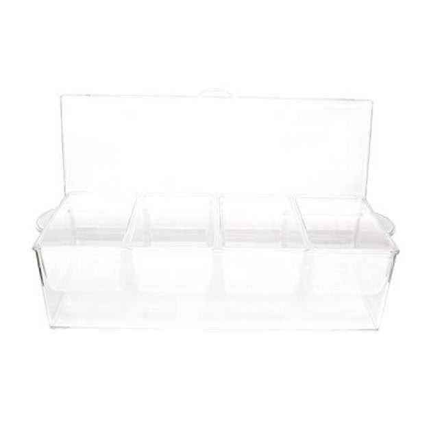 7Penn Condiment Tray with Ice Chamber, 4 Condiment Containers, Lid - Bar Garnish Tray Chilled Condiment Server Caddy