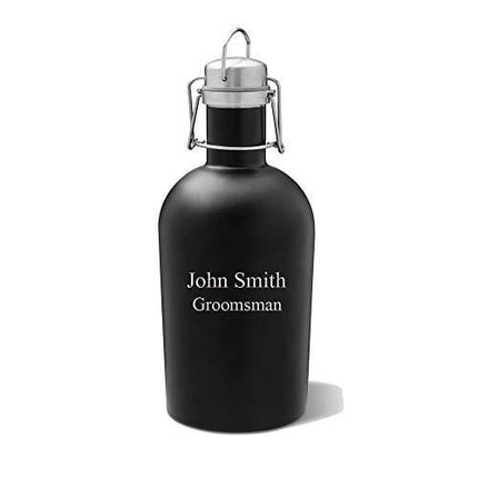 Personalized Black Matte Beer Growler - Monogrammed Beer Growler - 64 oz Capacity - Father's Day Gift for Dad, Grandpa, Husband, Boyfriend, Stepdad, Uncle, Brother