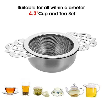 2 Pack Small Fine Mesh Tea Strainers with Bowl, Stainless Steel Loose Tea Infusers Strainers 7 cm Diameter Tea Filter with Double Wing Extender Ideal for Loose Tea Juice Coffee Filter