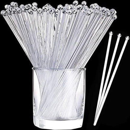 Aboat 120 Pieces 7.3 Inch Plastic Round Top Swizzle Sticks, Crystal
