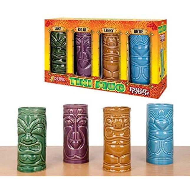 4 Tiki Tumblers Ceramic Hawaiian Luau Party Mugs Glasses