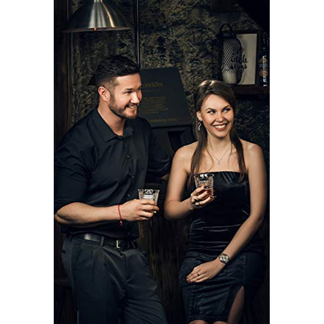 Whiskey Decanter Gift Set ?Pier? 5-Piece (1 Carafe + 4 Glasses) incl. Lucky Coin in Box. Premium 100% lead-free Crystal Glass for Liquor, Bourbon, Scotch. Dishwasher Safe - AdamFranklin1881