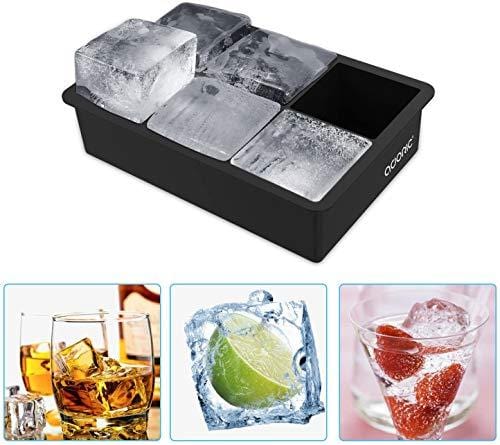 glacio Ice Cube Trays Silicone Combo Ice Molds - Set of 2, Sphere Ice Ball  Maker with Lid & Large Square Molds, Reusable and BPA Free 