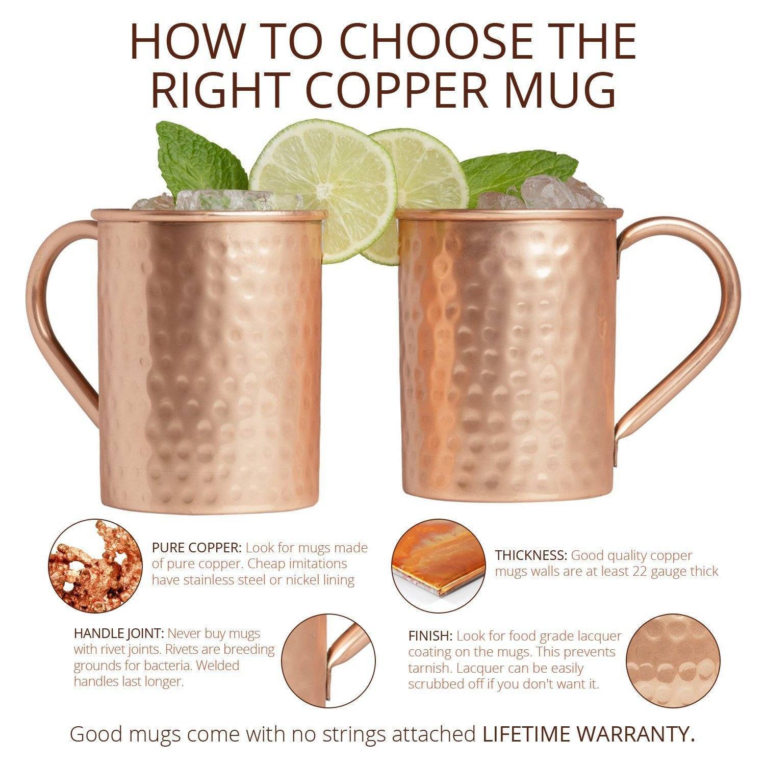  Advanced Mixology [Gift Set] Mule Science Moscow Mule Mugs Set  of 4 (19 oz. large size), 100% Handcrafted, Food Safe, Copper Mugs  w/Accessories