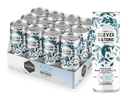 Clever Gin and Tonic Craft - Cocktail NA Mocktail Non Alcoholic Drink - 12 pack /12oz Cans of Low-Calorie, Award Winning, All Natural Ingredients for a Great Tasting Drink (Gin & Tonic, 12 cans / 12 OZ)