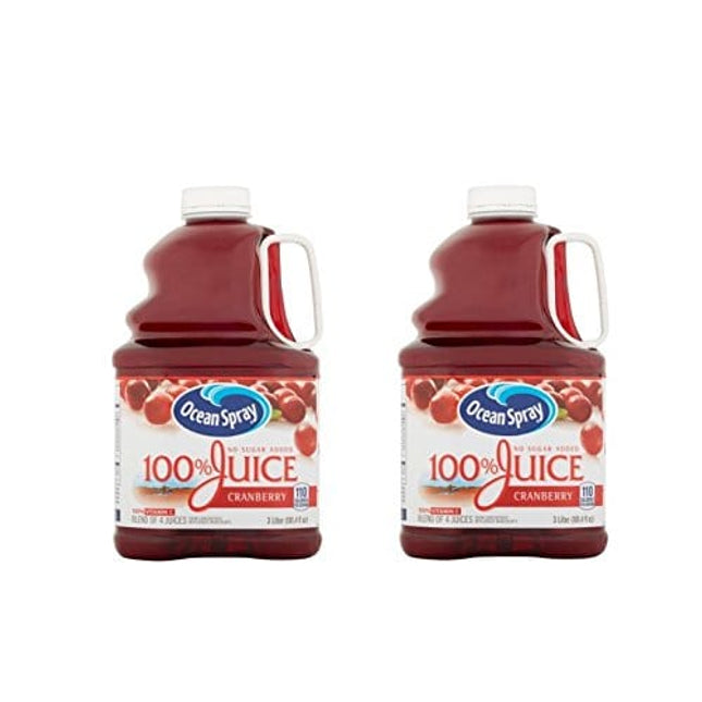 Ocean Spray 100% Juice No Sugar Added , 101.4 FL OZ per Bottle (2 Bottle) (Cranberry)