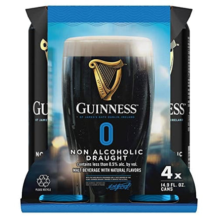 [Pack of 6] Guinness Irish Dry Stout Draught Non-Alcoholic NA Beer, Malt Beverage w/ Natural Flavors- 14.9 Fl Oz