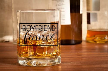 Advanced Mixology Boyfriend and Girlfriend Wine and Whiskey Glass Gift Set - Engagement Gifts for Couples - Fiance Fiancee Gift for Him and Her - His and Hers Glasses For Mr and Mrs Bride and Groom
