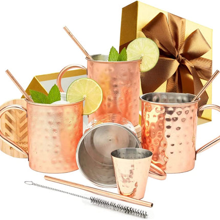 Classic Stainless Steel Lined Moscow Mule Mugs - Set of 4 (16oz)