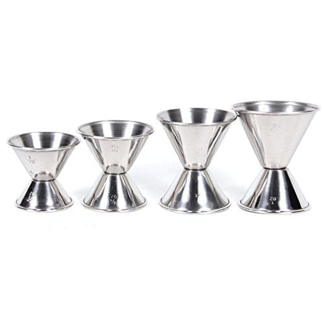CucinaPrime Cocktail Jigger Set, Stainless Steel, Set of 4