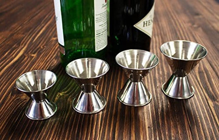 CucinaPrime Cocktail Jigger Set, Stainless Steel, Set of 4