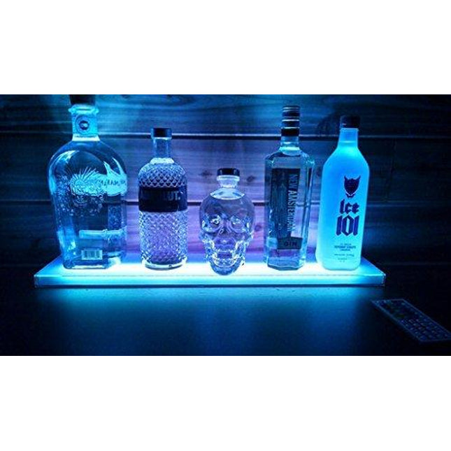 Sea Star Home Bar Lighting - 2 Ft LED Lighted Liquor Bottle Display Shelf Includes Remote Control