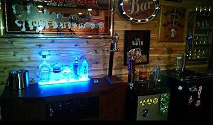 Sea Star Home Bar Lighting - 2 Ft LED Lighted Liquor Bottle Display Shelf Includes Remote Control