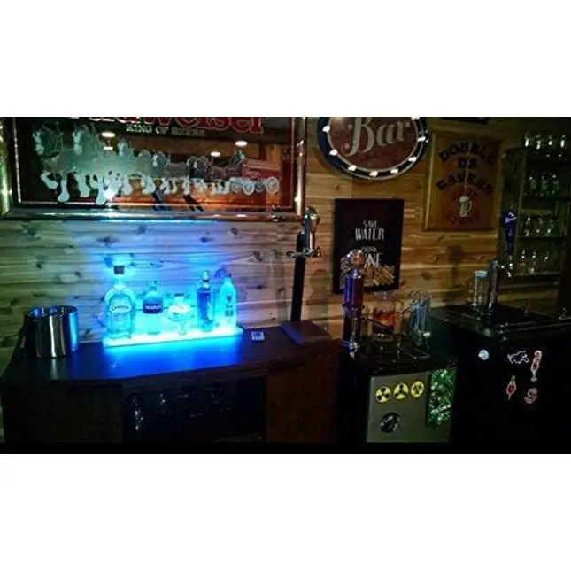 Sea Star Home Bar Lighting - 2 Ft LED Lighted Liquor Bottle Display Shelf Includes Remote Control