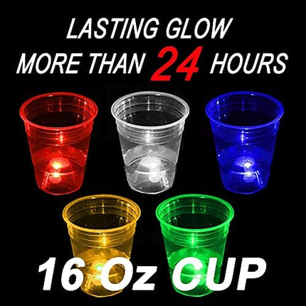 Glow in The Dark Beer Pong Set,Party Games for Beer Pong Table,22 Light up Cups(5 Colors) and 6 Glow Balls,Night Gams for Indoor Outdoor Party Event