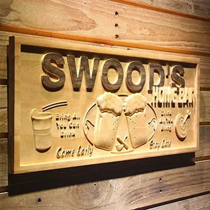 ADVPRO wpa0053 Name Personalized Home Bar Wooden 3D Engraved Sign Custom Gift Craved Bar Beer Home Décor Lake House Plaques Game Room Den Wood Signs - Standard 23" x 9.25"