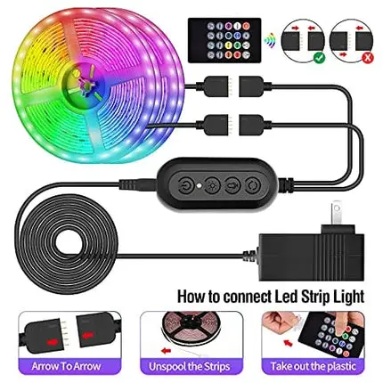 Led Strip Lights,60ft Led Light Strip Music Sync Color Changing RGB Led Strip Built-in Mic,Bluetooth App Control LED Tape Lights with Remote,5050 RGB Rope Light Strips