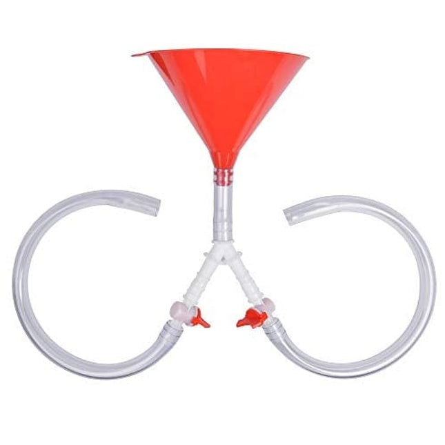 Akamino Beer Bong Funnel with Valve - Double Header, Kink Free Long Tube for Beer Drinking Games, College Parties,1 Pack