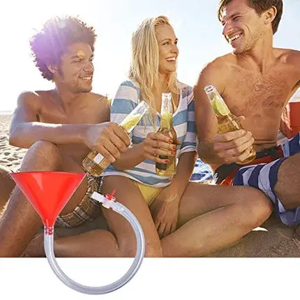 Akamino Beer Bong Funnel with Valve - Double Header, Kink Free Long Tube for Beer Drinking Games, College Parties,1 Pack