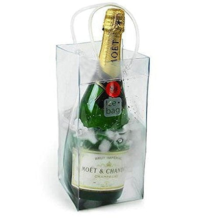 Akak Store 1 Pcs Portable Collapsible Clear Transparent PVC Ice Bag Champagne Wine Pouch Cooler Bag with Handle