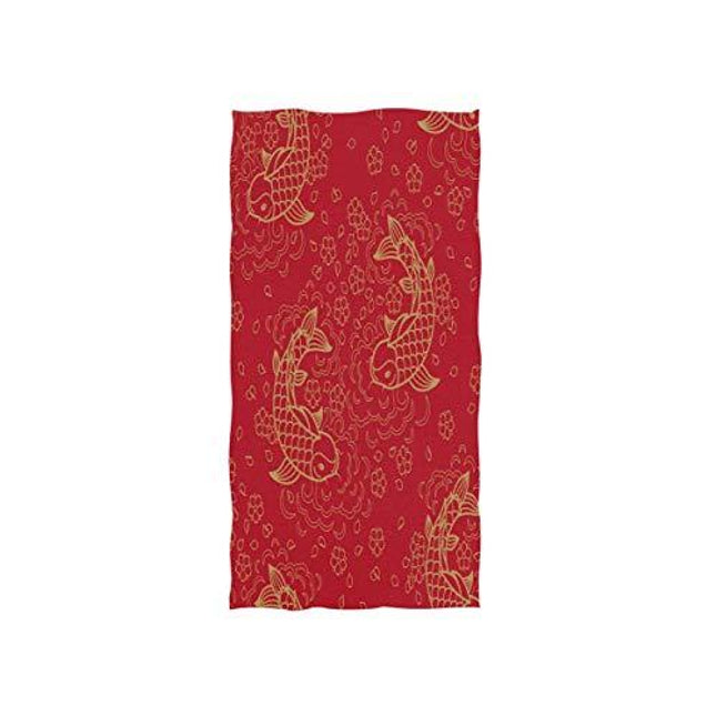 ALAZA Gold Koi Carp Fish Flower Chinese Soft Bath Hotel Spa Hand Gym Sport Towel 30 x 15 Inches