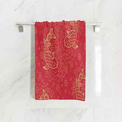 ALAZA Gold Koi Carp Fish Flower Chinese Soft Bath Hotel Spa Hand Gym Sport Towel 30 x 15 Inches
