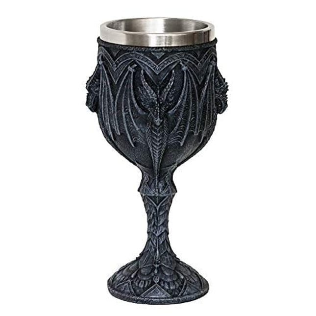Medieval Gothic Dragon Wine Goblet - Dungeons And Dragons Chalice Cup - 7oz Stainless Steel Cup Drinking Vessel Ideal Novelty Celtic Gift For Dragon Collector Themed Party Decoration