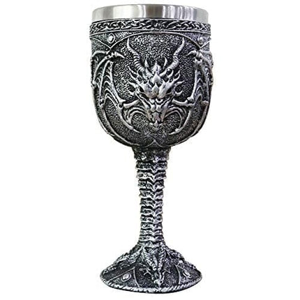 Roaring Fire Dragon Goblet - Medieval Wine Chalice Drinking Cup - Ideal Novelty Gothic Gift Party Idea