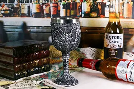Roaring Fire Dragon Goblet - Medieval Wine Chalice Drinking Cup - Ideal Novelty Gothic Gift Party Idea