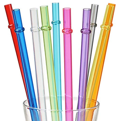 ALINK 12-Pack Glitter Reusable Clear Plastic Straws, 11 Long Hard