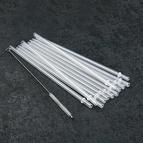 ALINK 12-Pack Reusable Black Straws 10.5 Long Hard Plastic