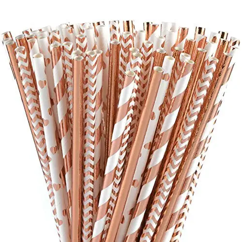 Solid Gold Foil Paper Straws, Gold Party Decor, Gold Straws, Gold Bridal  Shower Decor, Gold Baby Shower