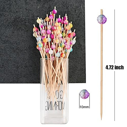 ALINK 100-Pack Cocktail Picks, Colorful Wooden Toothpicks Cocktail Sticks for Party Appetizers - 4.72 inch