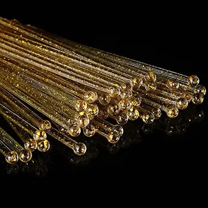ALINK 125-Pack Gold Glitter Plastic Swizzle Sticks, Crystal Cake Pops, Cocktail Coffee Drink Stirrers, 7.24 Inch