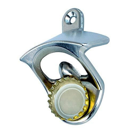Allwell Select Cap Samurai Wall Mounted Bottle Opener With Magnetic Cap Catcher - Stainless Steel Finish For Indoor or Outdoor Use