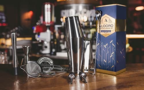 11-Piece Silver Boston Cocktail Shaker Set Bartender Kit