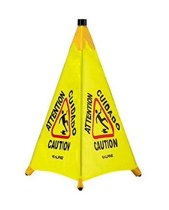 Alpine Industries Pop-Up Wet Floor Sign - Portable Three Sided Caution Cone - Slip & Fall Accident Prevention - for Commercial & Office Use (30 inches)