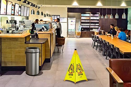 Alpine Industries Pop-Up Wet Floor Sign - Portable Three Sided Caution Cone - Slip & Fall Accident Prevention - for Commercial & Office Use (30 inches)