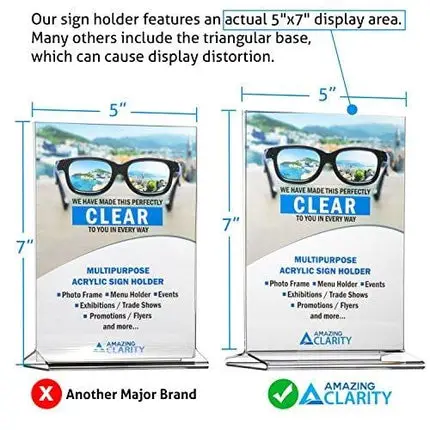 Amazing Clarity 5x7 Inches Acrylic Sign Holder / Table Top Menu Display Stand, Pack of 6