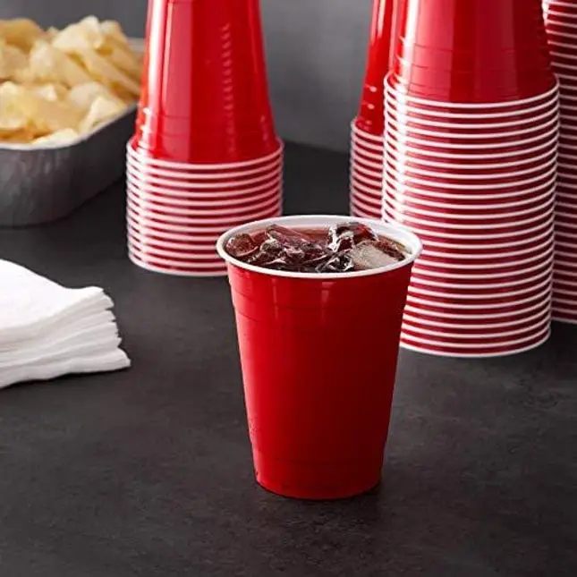 [200 PACK] 16 Oz Red Plastic Cups - Red Disposable Plastic Party Cups Crack  Resistant - Great for Beer Pong, Tailgate, Birthday Parties, Gatherings