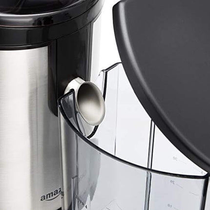 Amazon Basics Wide-Mouth, 2-Speed Centrifugal Juicer with Juice Jug and Pulp Container, Stainless Steel