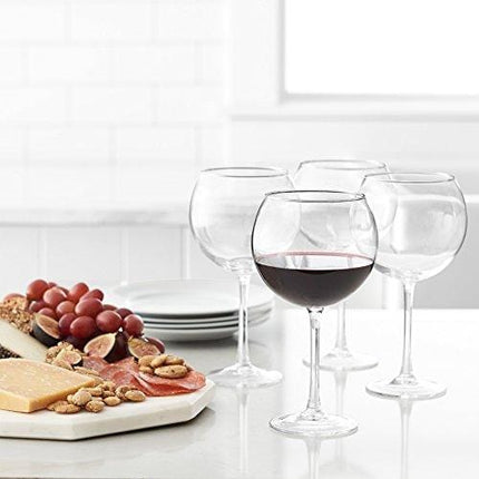 AmazonBasics Red Wine Balloon Wine Glasses, 20-Ounce, Set of 4