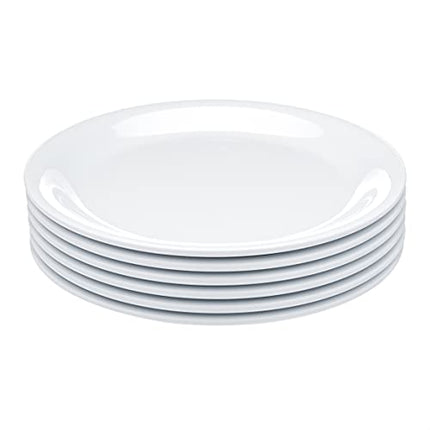 AmazonCommercial 7.25 in. White Melamine Oval Serving Platter - 6 Piece Set