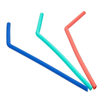 AmazonCommercial Silicone Straws and Cleaning Brushes - Set of (6) Straws and (2) Cleaning Brushes