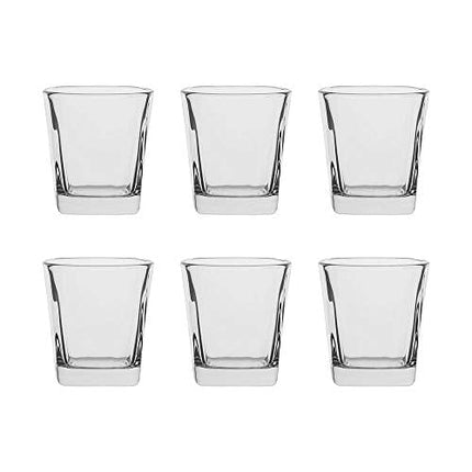 AmazonCommercial Whiskey Rocks Glasses, Fluted Lowball - Set of 6, Clear, 9.4 oz