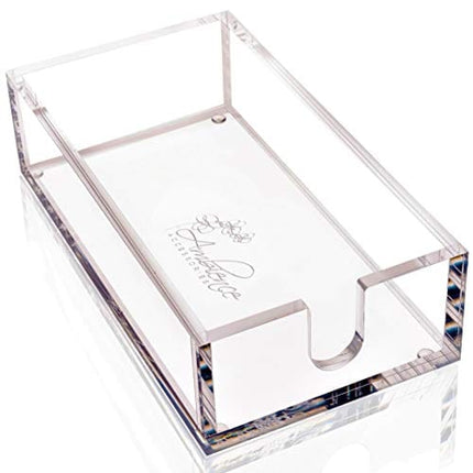 Acrylic Napkin Holder - Guest Towel Holder Tray for Bathroom, Kitchen or Dinner Table - Clear as Glass with Nonslip Feet - an Elegant Dispenser to Show Off Your Hand Towels