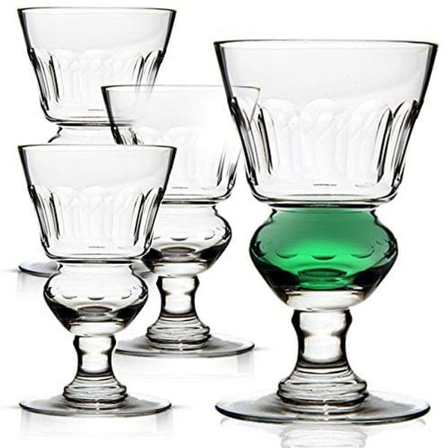 Amehla Original Absinthe Glass: Set of 4 Glasses - Vintage Reservoir Pontarlier Style